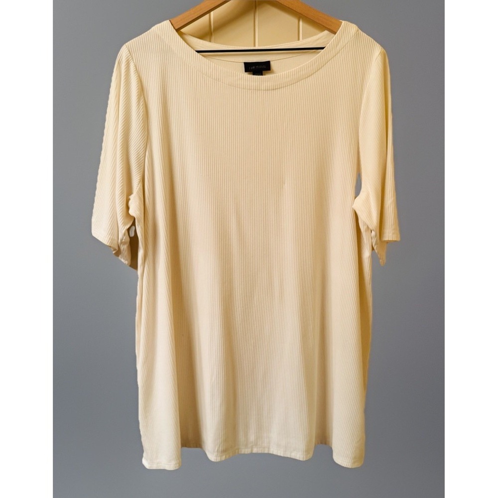 J. Jill Wearever Tunic Top XL Tall Ivory Ribbed Knit Rayon Stretch